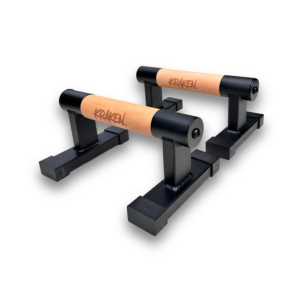 KRAKEN Parallettes Wooden Grip Push Up Bars 12 CM